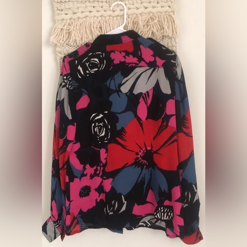 NWT Tory Burch 100% Silk Colin Shirt Blouse Long Sleeve Ruffle Floral 12 - Picture 5 of 5